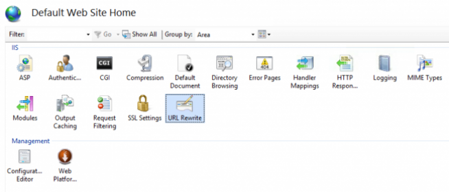 CORS Open iis manager URL rewrite feature